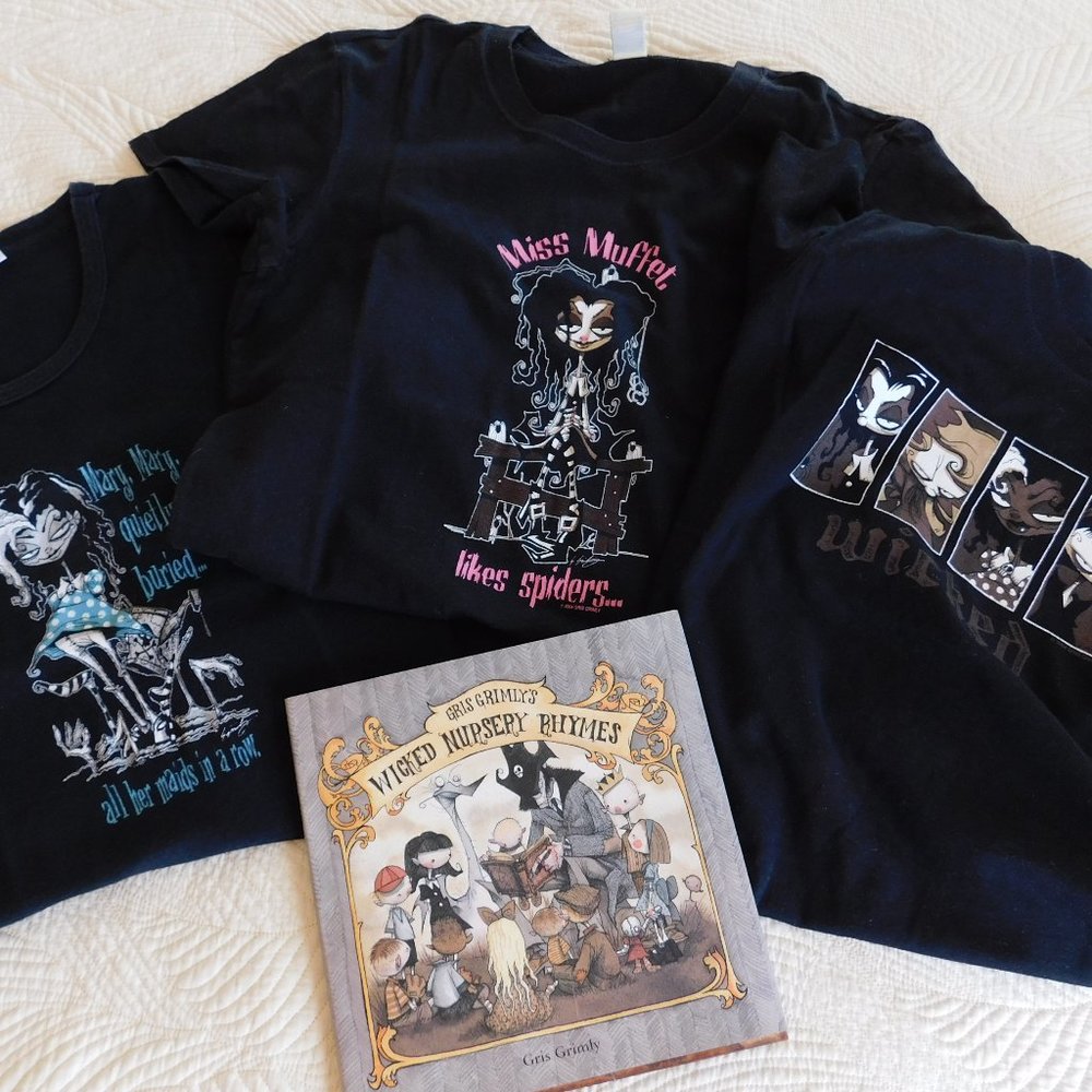 Rare Gris Grimly Wicked Nursery Rhyme Mistress Mary Hot Topic style goth T shirt - Picture 14 of 15